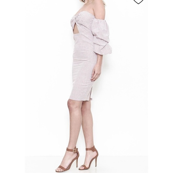 NWT L’ATISTE Striped Off the Shoulder Dress - Picture 3 of 4